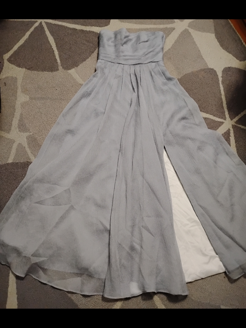 White By Vera Wang Strapless Light Gray Chiffon Evening Dress